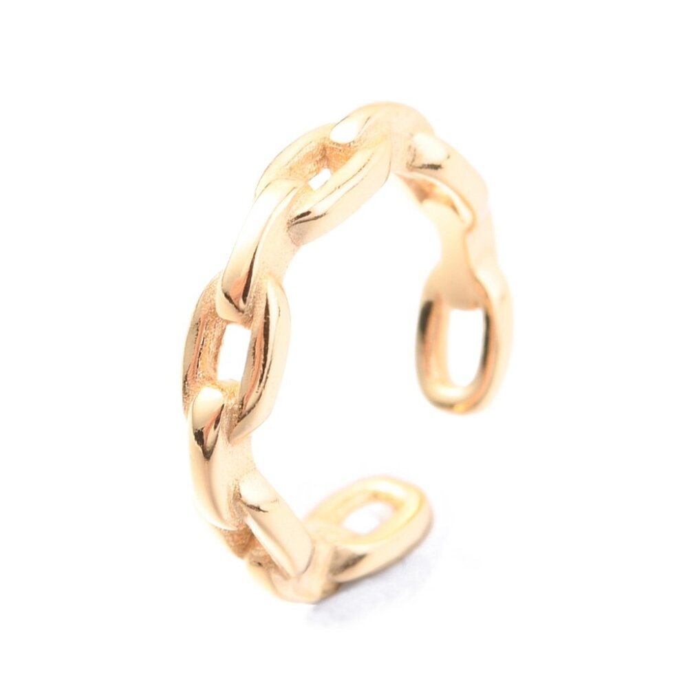 One Single 925 Sterling Silver Ear Cuff clip Earring, Cable Chain earcuff Gold